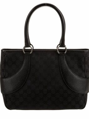 Gucci Black GG Canvas and Leather Tote